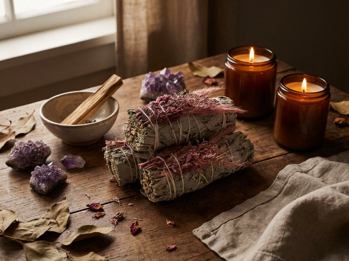 Pink Bouquet · Floral White Sage Smudge