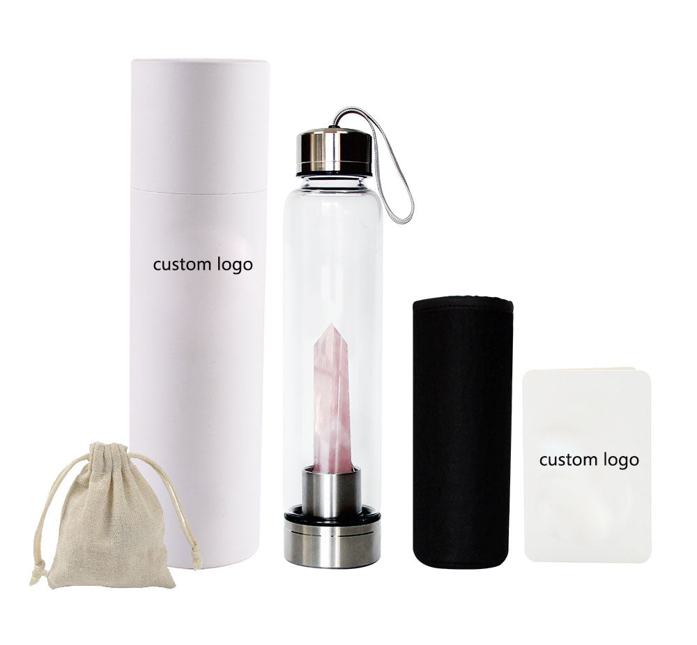 Alma Sanctuary Crystal Infused Glass Water Bottle