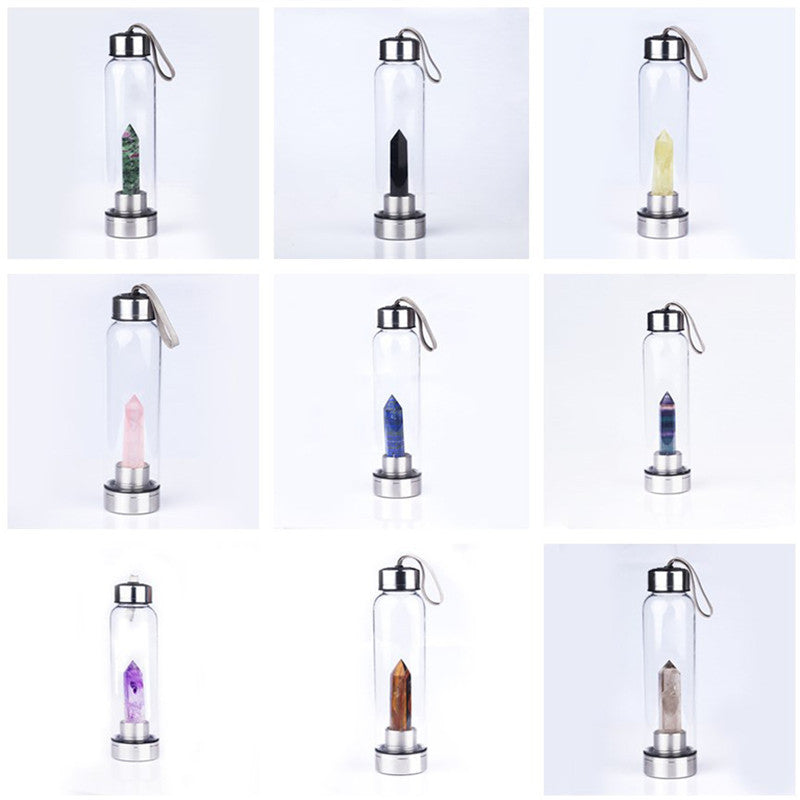Alma Sanctuary Crystal Infused Glass Water Bottle