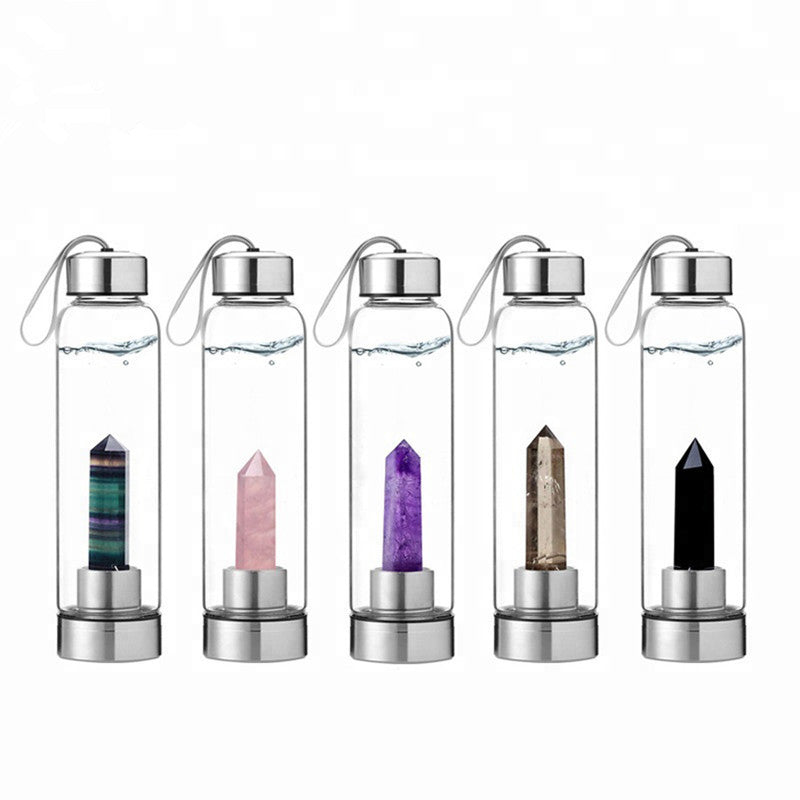 Alma Sanctuary Crystal Infused Glass Water Bottle
