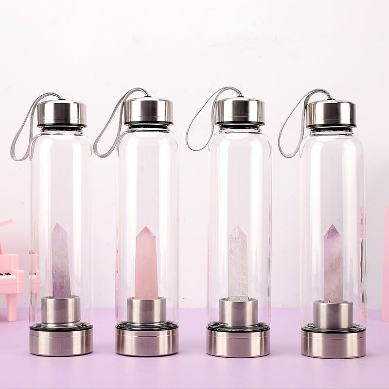 Alma Sanctuary Crystal Infused Glass Water Bottle