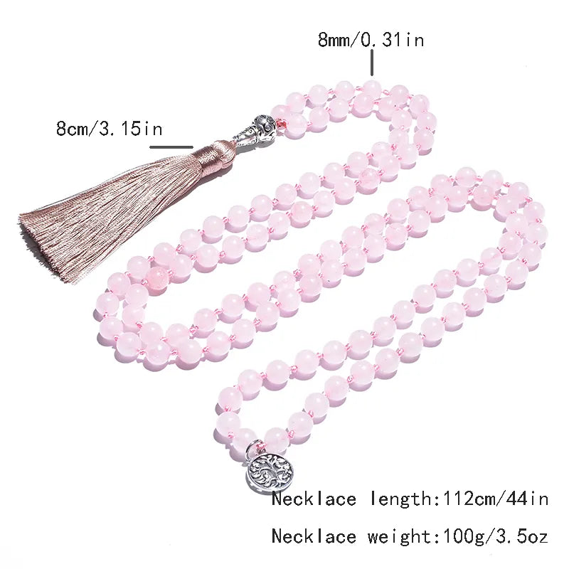 Alma Rose Quartz 108 Bead Mala & Bracelet