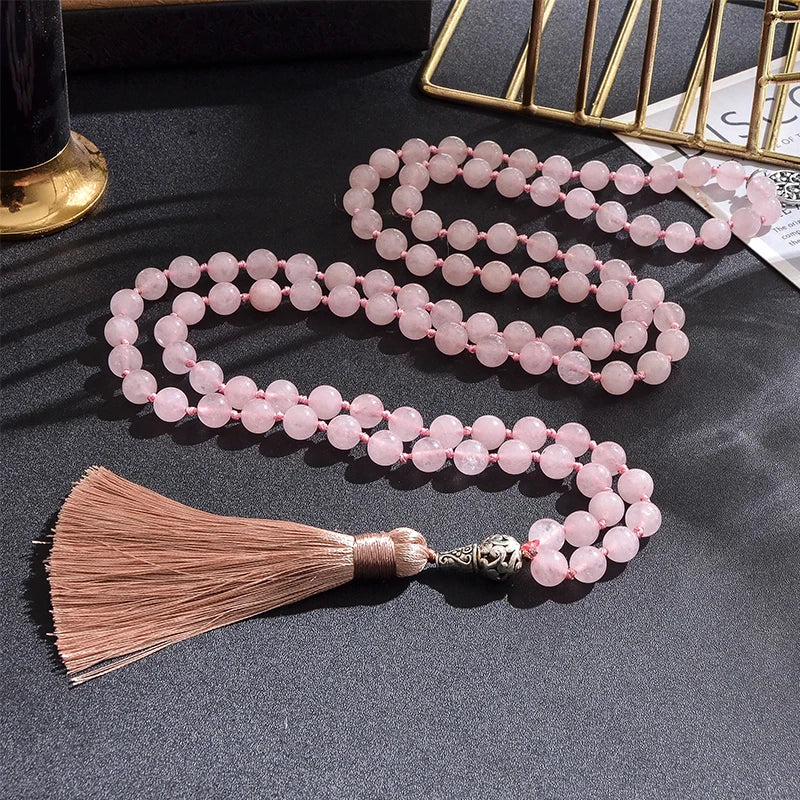 Alma Rose Quartz 108 Bead Mala & Bracelet