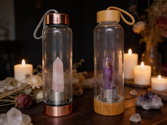 Alma Sanctuary Crystal Infused Glass Water Bottle