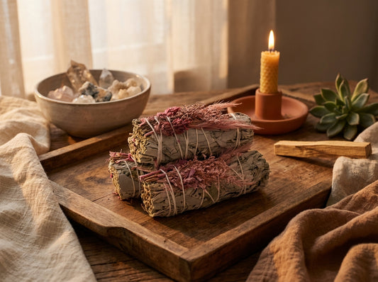 Pink Bouquet · Floral White Sage Smudge